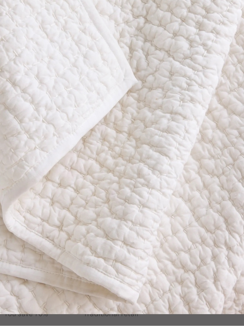 NWT Quince White Organic Cotton Hand Stitched Quilt and Sham Set! - Picture 6 of 12
